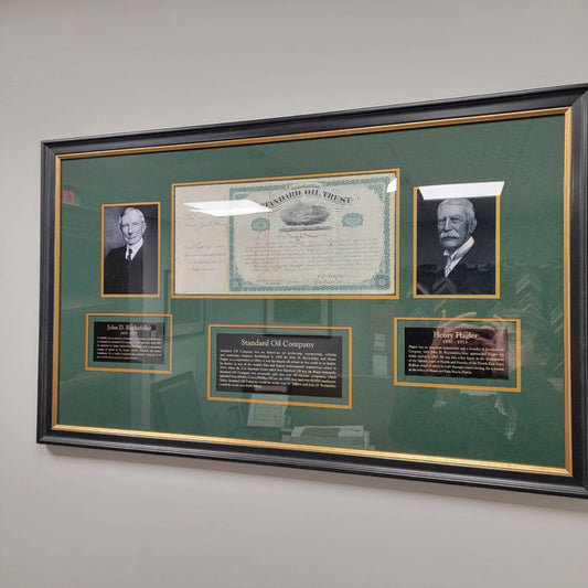 Standard Oil Trust Certificate signed by John D. Rockefeller and Henry Flagler